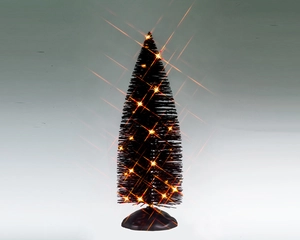 Lemax black bristle tree with orange lights Spooky Town 2025
