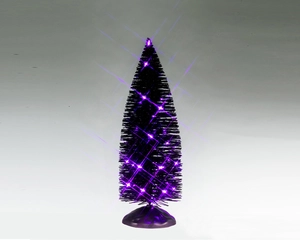 Lemax black bristle tree with purple lights Spooky Town 2025