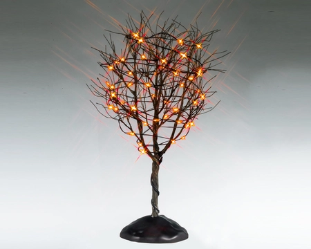 Lemax dry tree with orange lights Spooky Town 2025