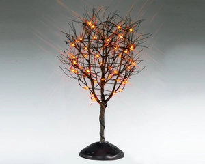 Lemax dry tree with orange lights Spooky Town 2025