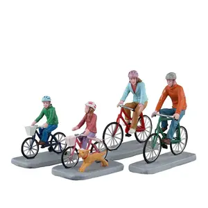 Lemax family bike ride, set of 4 Caddington Village 2023