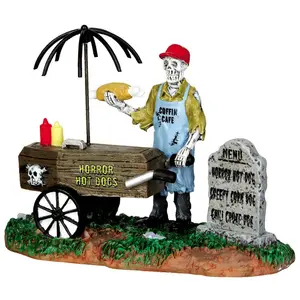 Lemax ghoul hot dog vendor Spooky Town 