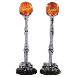 Lemax lighted lantern bone post, set of 2, Spooky Town 2020