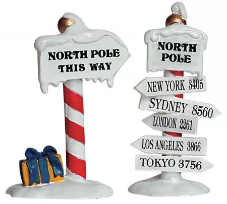 Lemax north pole signs s/2 Santa's Wonderland 2006