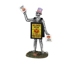 Lemax sandwich board skeleton Spooky Town 2022