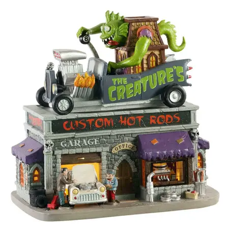Lemax the creature´s custom hot rod shop, b/o led Spooky Town 2020 - image 1
