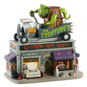Lemax the creature´s custom hot rod shop, b/o led Spooky Town 2020 - image 1