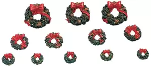 Lemax wreaths with red bow s/12 General 2003