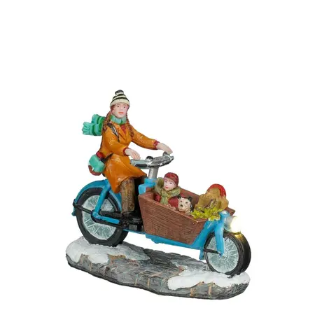 Luville Molendam Mom on her cargo bike battery operated