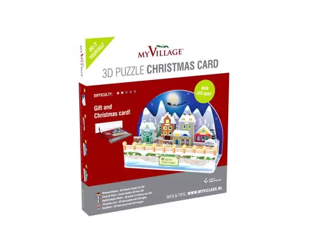 My Village 3D Puzzle Christmas Card Christmas Village LED 15x6x10 cm - image 1