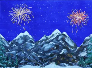 My Village background canvas LED fireworks